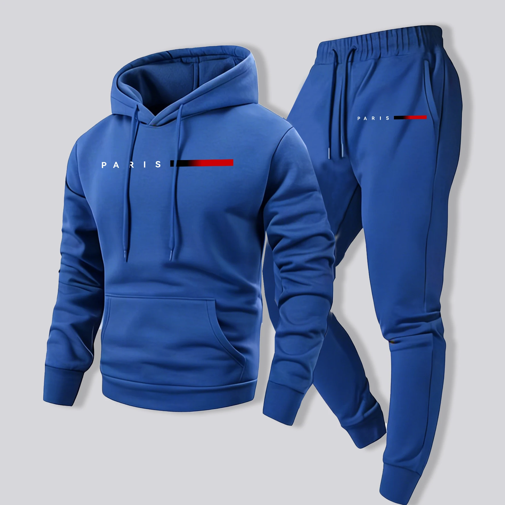 

Paris Creative Letter Print Men Autumn Winter Fleece Pullovers Sweatpants Sets Soft Fashion Sweatshirts Casual Daily Long Pants