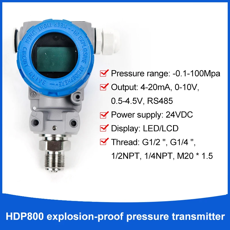 Pressure sensor 200 bar explosion proof pressure transmitter for oil liquid gas 4-20ma rs485 output pressure sensor