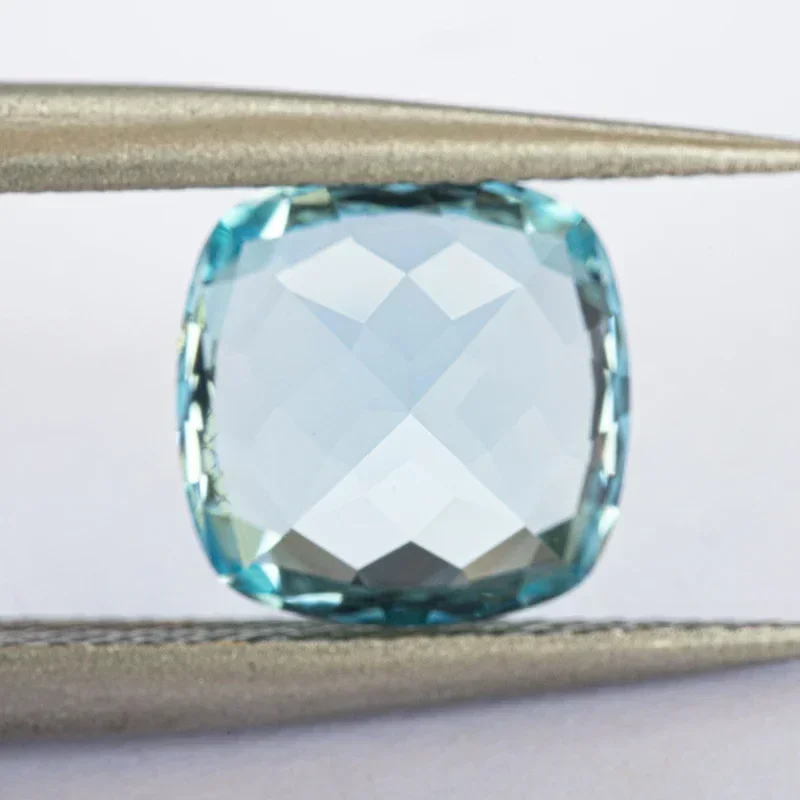 L-Lab Grown Sapphire Aquamarine Color Cushion Cut  for Charms Diy Jewelry Making Bracelet Selectable  Certificate