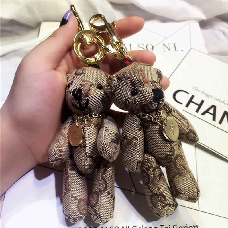 New Creative Cute Cartoon Cloth Bear Keychain Pendant Fashionable Men and Women Couple Keychain Bag Pendant