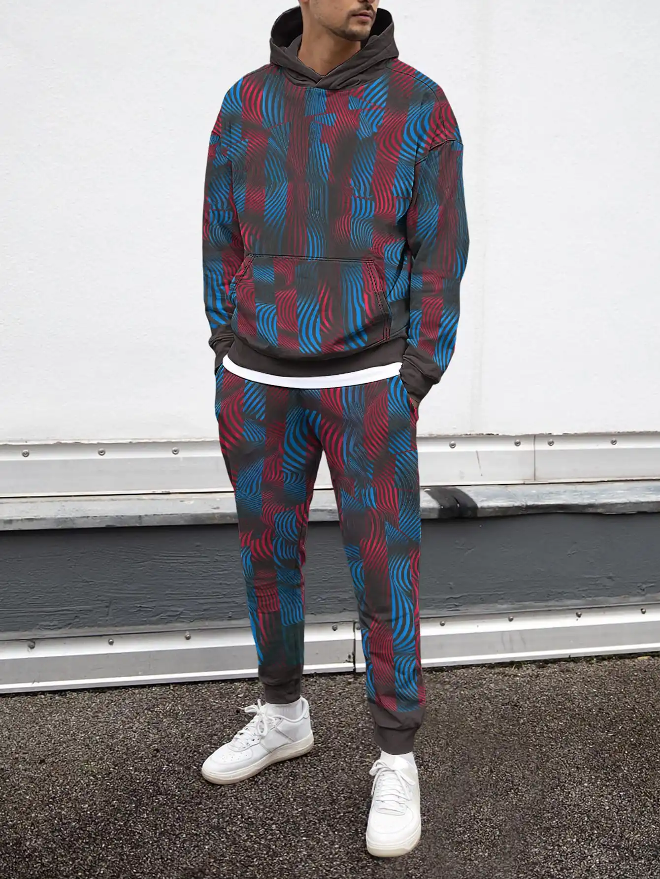 

Harajuku Style 3D Print Clothes Motion Geometry Men Creative Art Design Tracksuit Hoodie Trouser 2Pc Sets Cozy Matching Set For