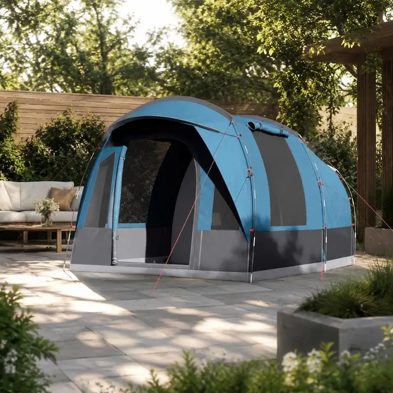 Tente tunnel pour 3 personnes, tissu polyester durable, structure facile à monter pour le camping en famille, la randonnée et les aventures en plein air, convient à toutes sortes d'activités de plein air et comme abri d'ombrage quotidien.