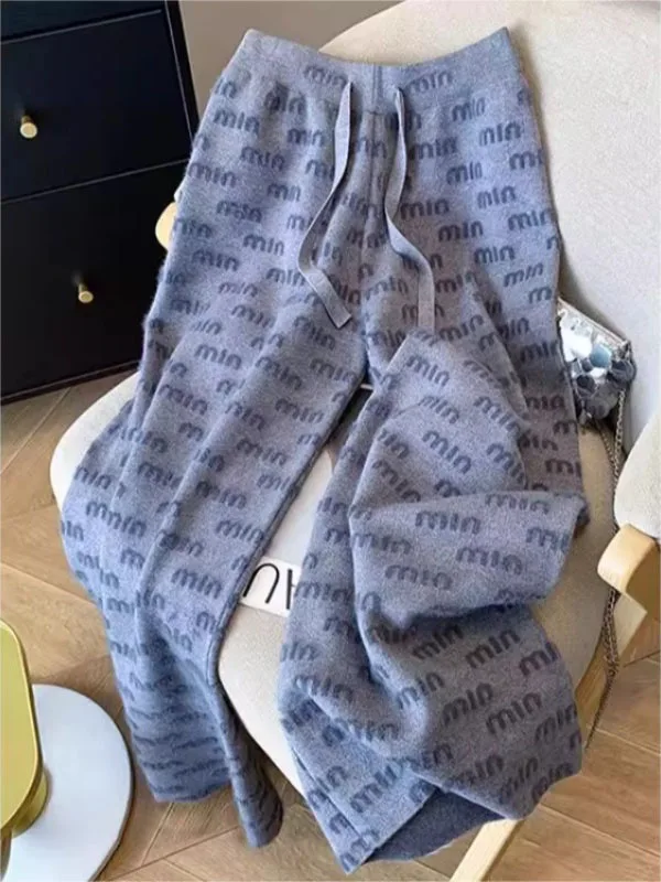 

Мягкие вязаные брюки-палаццо женские с высокой талией, свободные, стройнящие, повседневные, прямые, в пол, осенне-зимние, модные