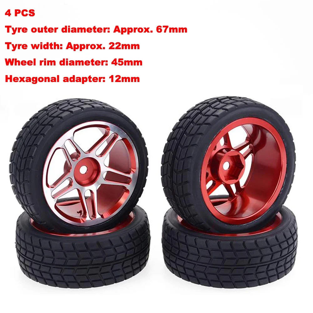 

4PCS 1/10 RC Tires On Road Drift Tires Alloy Aluminum Rims Hex 12mm for Redcat HSP HPI Hobbyking Traxxas Losi VRX LRP ZD Racing