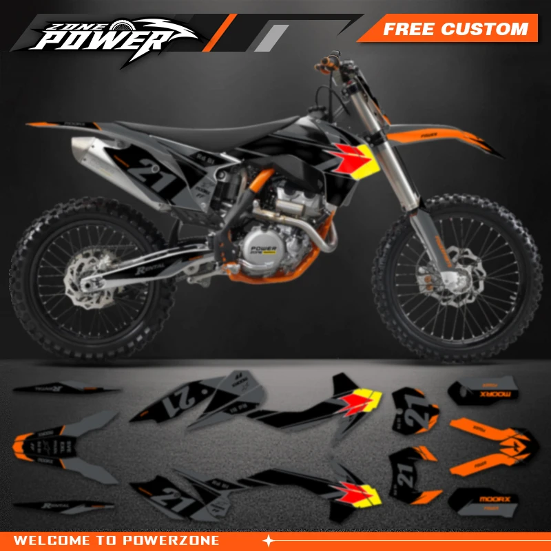 Powerzone Motorcycle Custom Team Decals Stickers Kits for KTM 125 200 250 300 350 450 500 EXC XCW 2014-2016 SX SXF 2013-2015