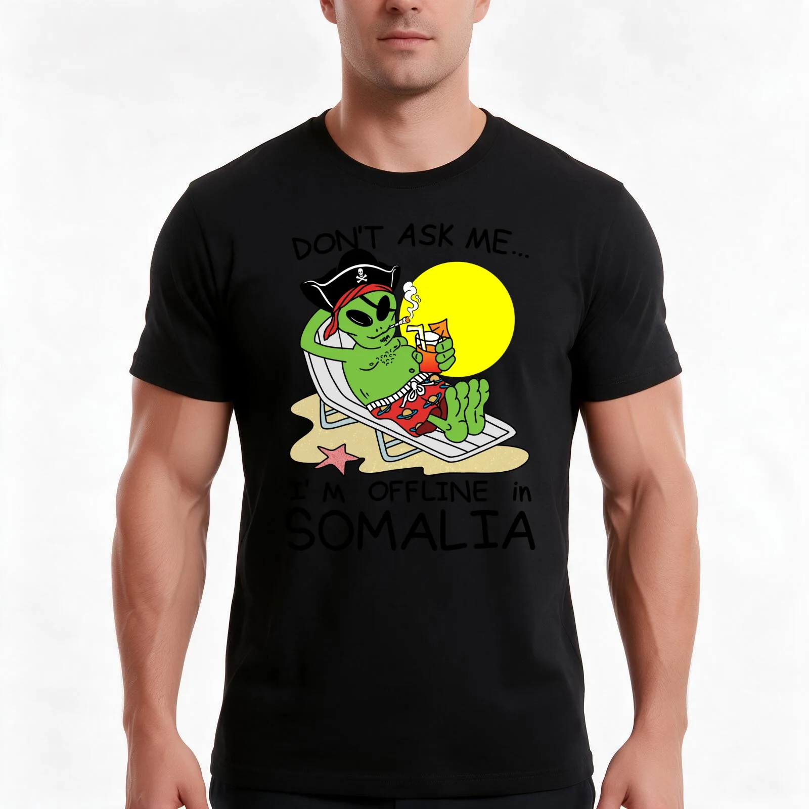 Don't Ask Me I'm Offline In Somalia T-Shirt, Summer Casual Cotton Tee, Oversized Streetwear Tops, Vintage Graphic Print