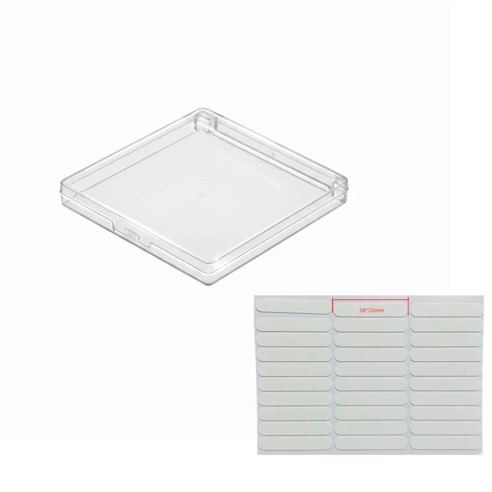 1pcs Transparent Acrylic Flip-top Nail Storage Boxes with Adhesive Sheets Square Nail Boxes Dust-proof Empty Nail Boxes