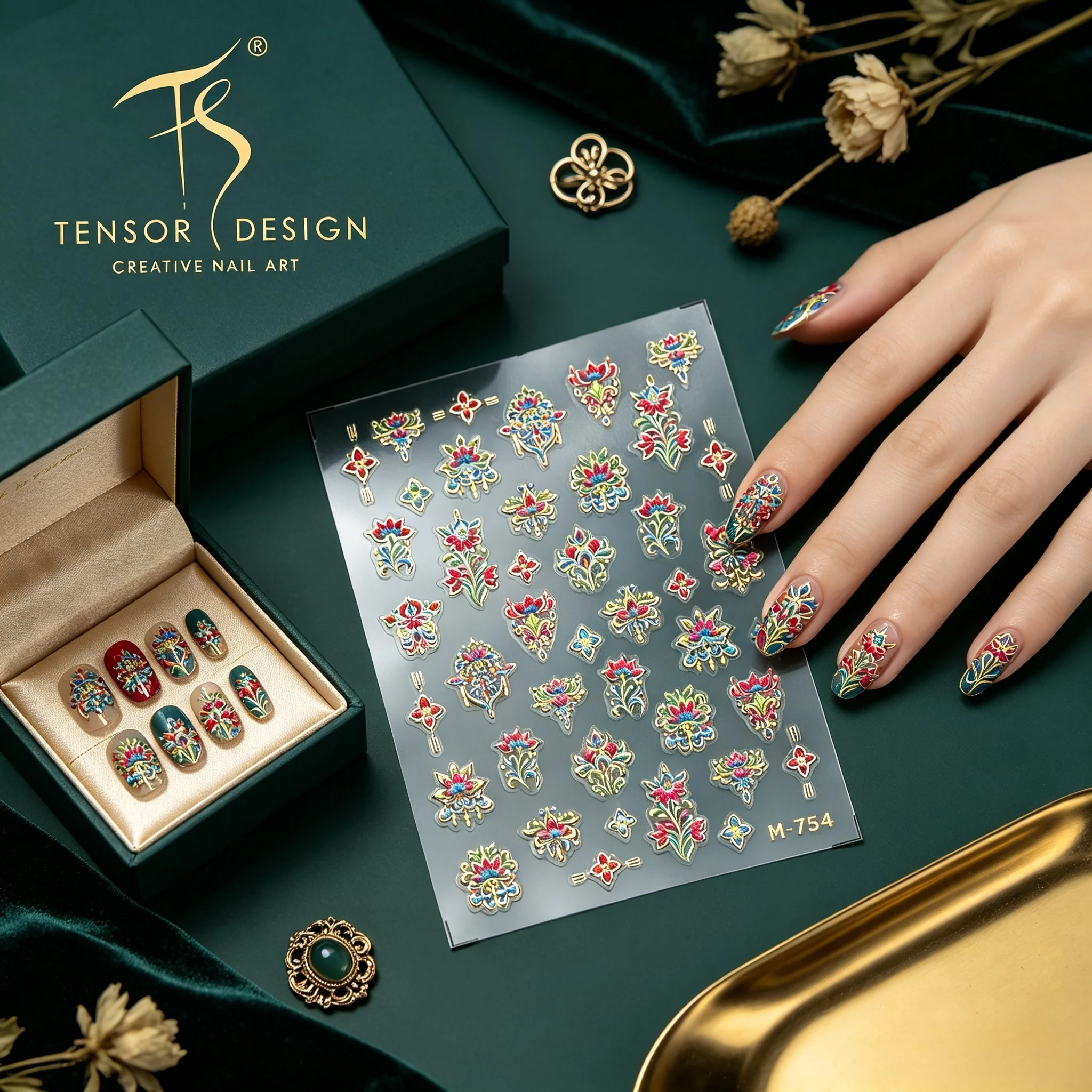 Nail Art Elegan - Autocollants floraux pour ongles TENSOR NAIL