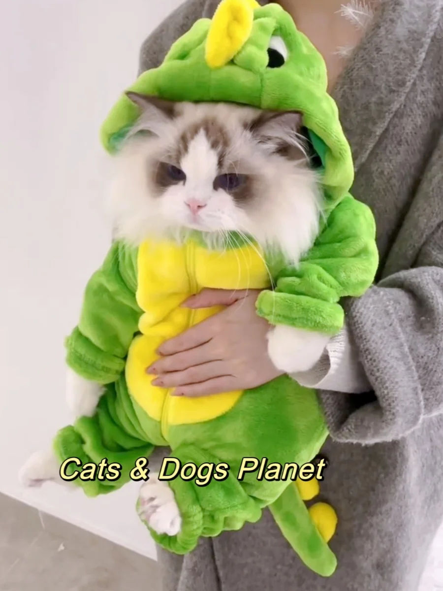 

Dinosaur Baby Onesie Pet Clothes Warm Autumn Winter Outerwear for Dogs And s Piglet Costume Quadrilateral Overall Suit