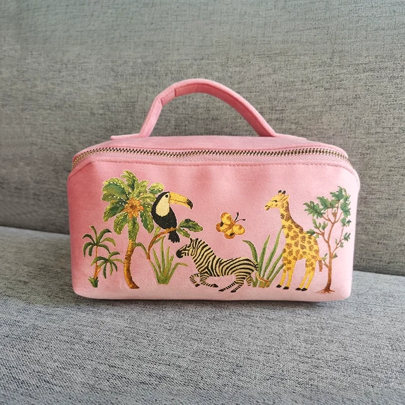 خمر أنماط الحيوان لطيف حقيبة ماكياج حقيبة يد حقيبة أدوات الزينة عطلة هدية مستحضرات التجميل السفر حقيبة أدوات الزينة