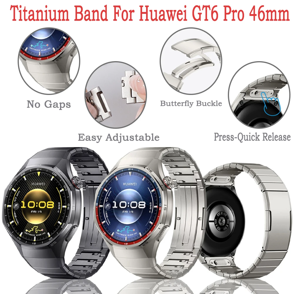 

Титановый ремешок для Huawei GT6 Pro 46 мм, оригинальный титановый ремешок для часов без зазоров, деловой сменный браслет для Huawei GT6 Pro 46 мм