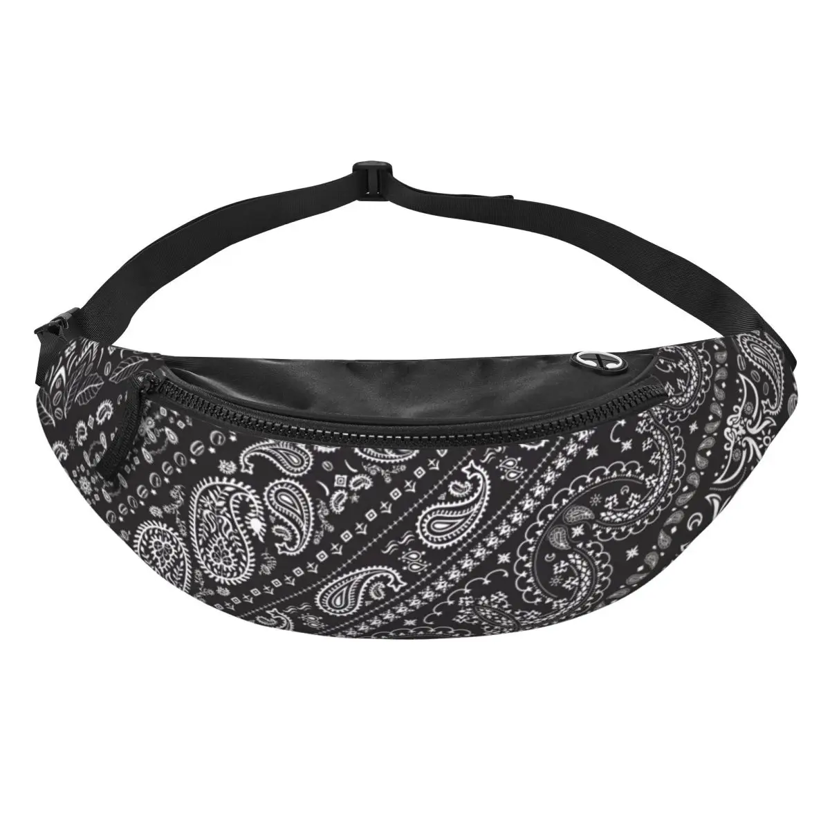 Custom Ethnic Bohemia Style Paisley Fanny Pack Women Men Casual Crossbody Waist Bag for Travel Cycling Phone Money Pouch