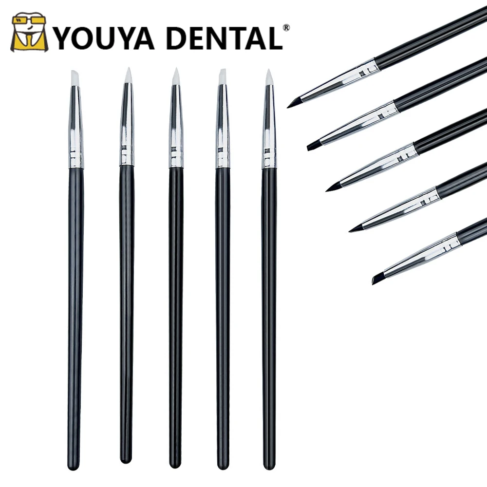 5pcs/set Resin Brush Pens Dental Shaping Silicone Adhesive Composite Porcelain Teeth Pen Dentistry Materials