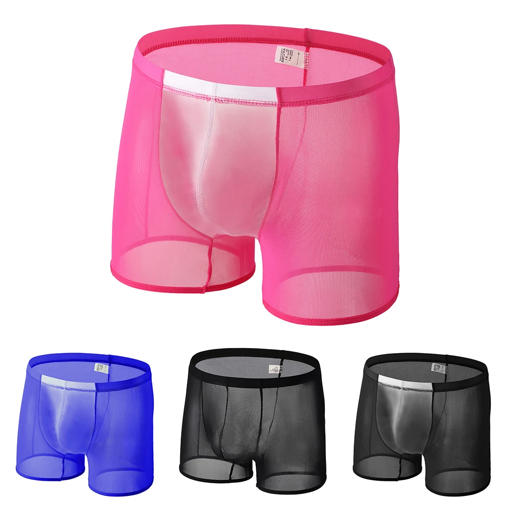

Men's Mesh Front Sheer Boxer Shorts Trunks Underwear Ultra Thin Breathable Underpants Comfortable Fit for Daily Wear