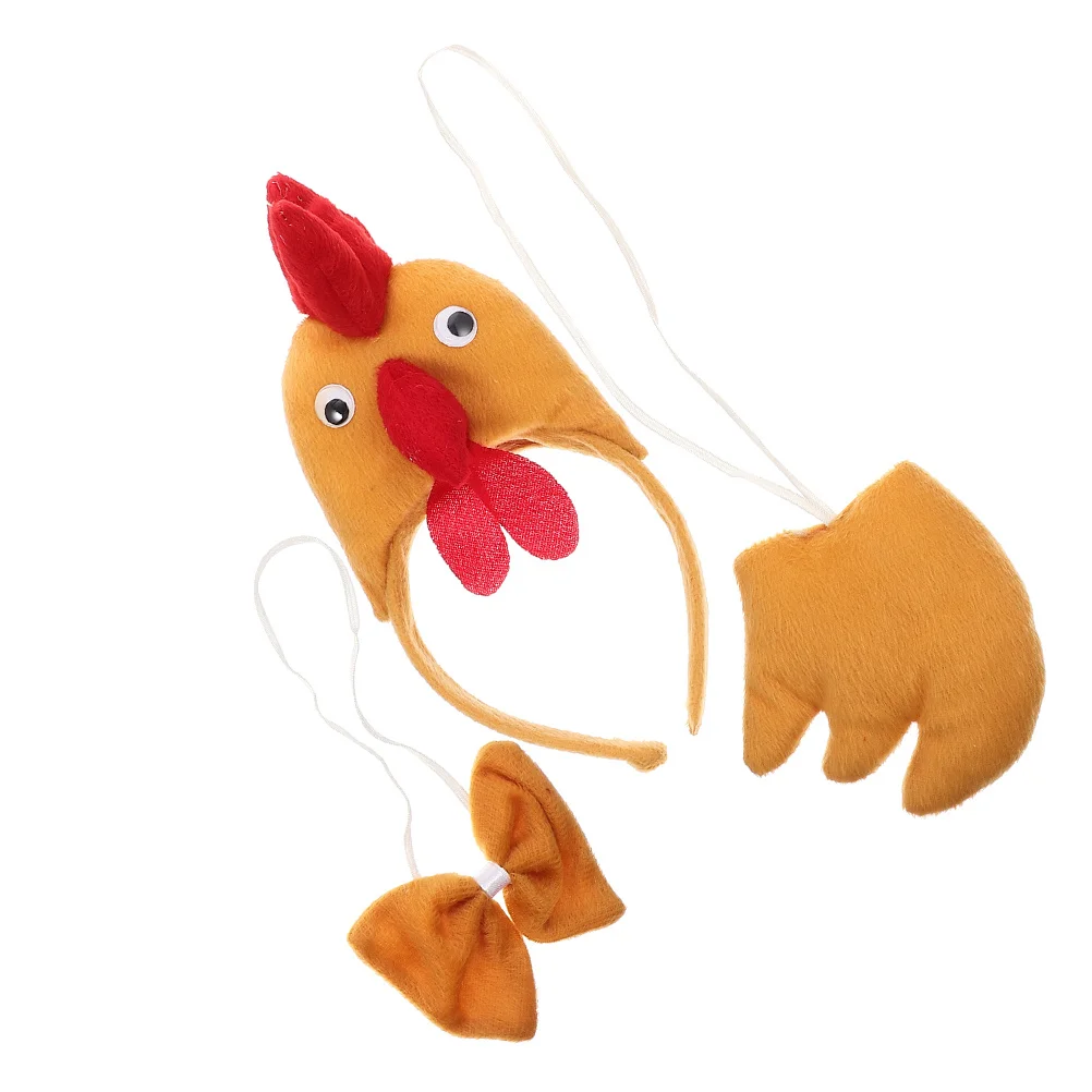 1 セットチキンコスチュームヘッドバンドボウタイテール動物コスプレセット子供大人パーティーハロウィンイースター仮装用