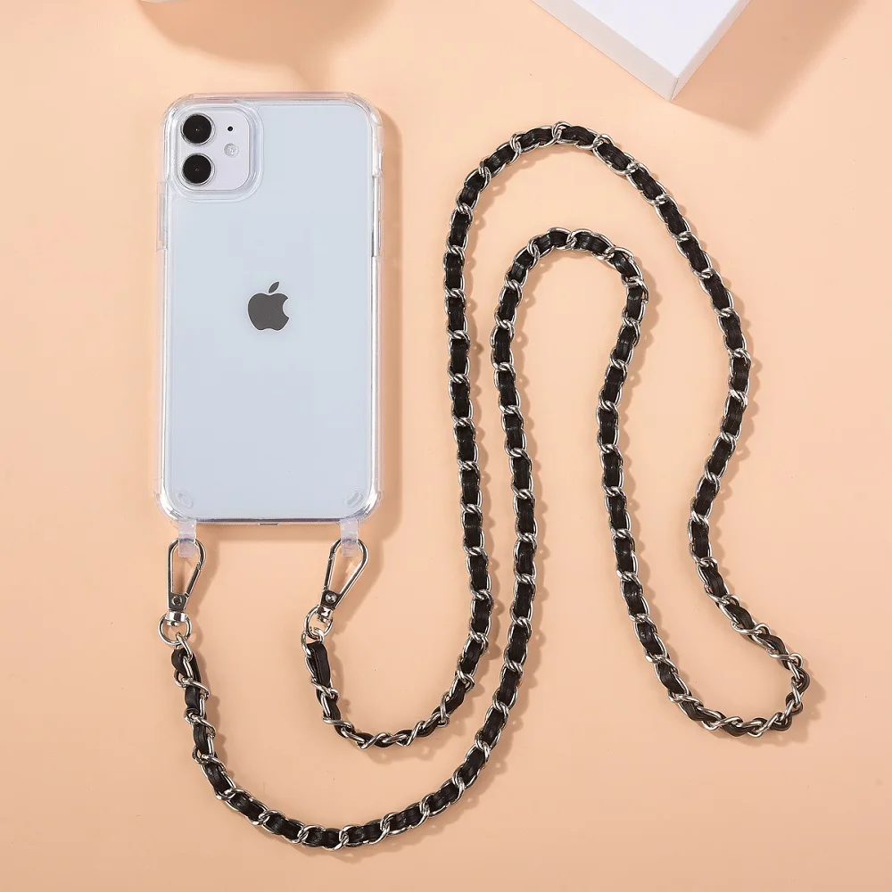 Crossbody Lanyard Necklace Pearl Bracelet Phone Case with Chain