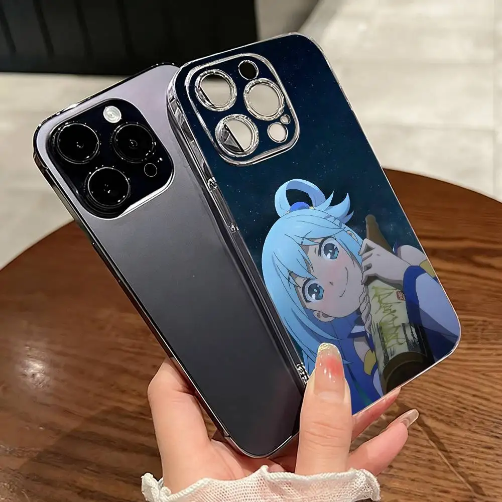 A-Aqua Anime KonoSubaS-S Phone Case For iPhone 17 16 15 14 13 12 11 Mini Pro Max Plus Transparent Cover