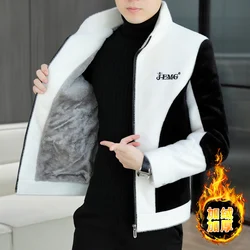 Imitation Mink Fur Men's Woolen Jacket Winter Thick and Warm Casual Trench Coat Korean Fashion Wool Blends Overcoat Men Clothing