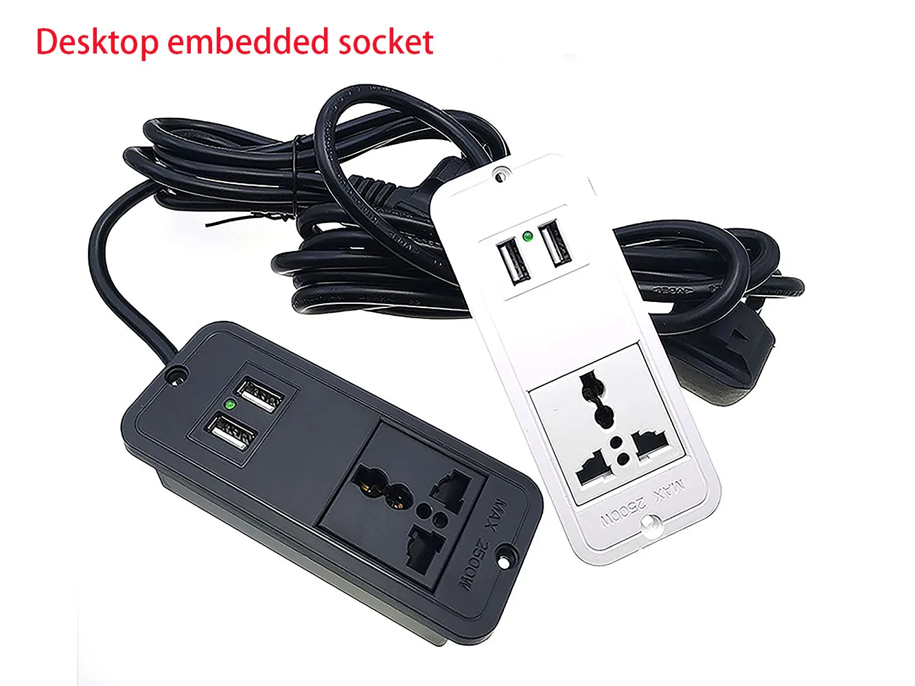 

5V 2A Dual USB Socket Panel Three-Hole Power Socket Embedded Multifunctional Hidden Socket With 2-meter Extension Cable