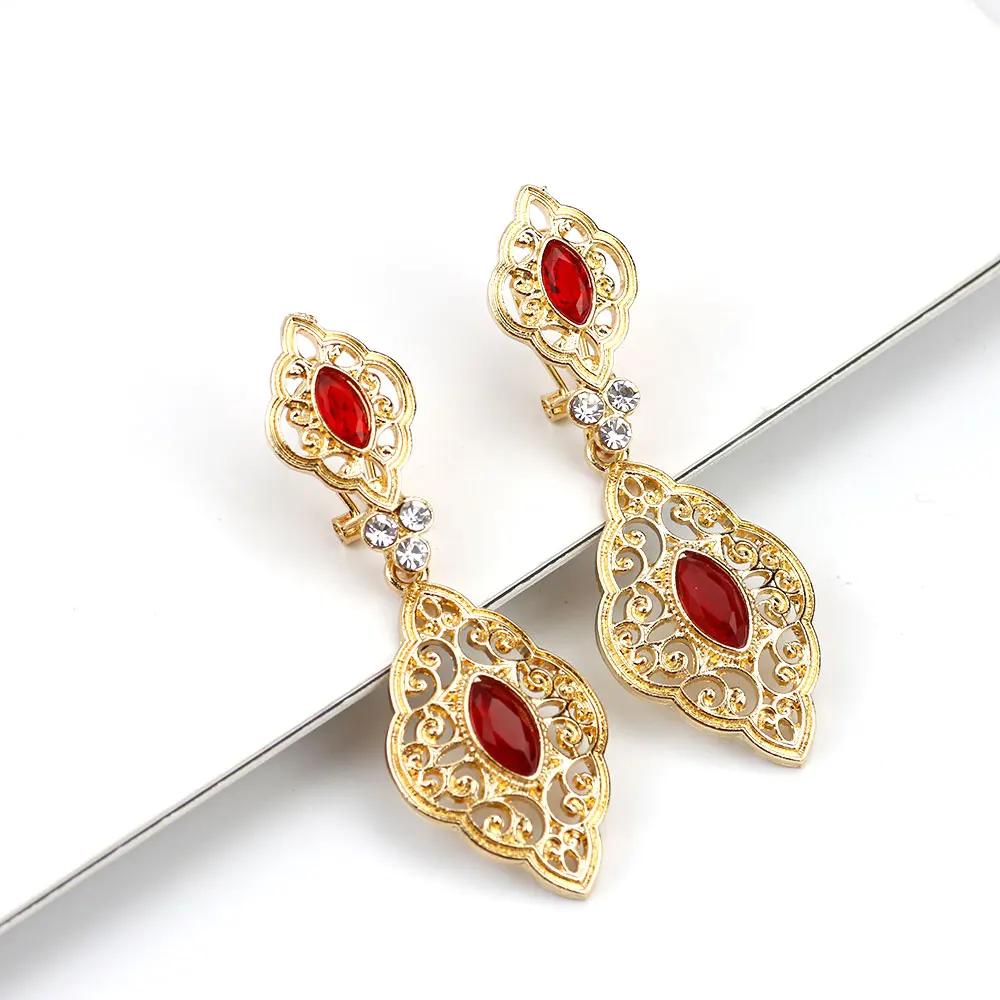 Sunspicems Gold Color Long Drop Dangle Earrings Turkish Brand Design India Ethnic Wedding Jewelry Arabic Traditional Bijoux Gift image 5