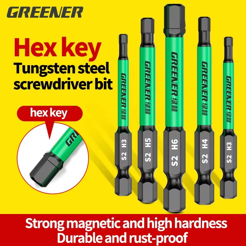 GREENER Hex Head Allen Wrench Drill Bits Set S2 Steel Magnetic
