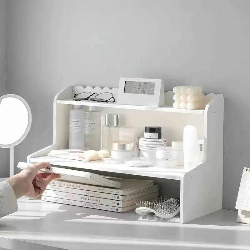 Doppelschichtiges Desktop-Regal im Ins-Style-Lagerregal für Bücher zu Hause und im Büro und Schreibwaren-Organizer, Kosmetik-Aufbewahrungsregal ﻿