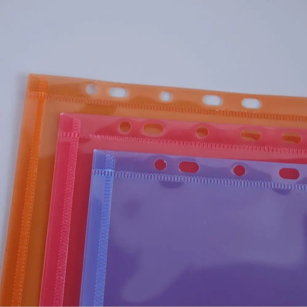 A4 Colorful Transparent File Folders Wallets Document Files With Holes For Ring Binder Folder Envelope Bags For School Office