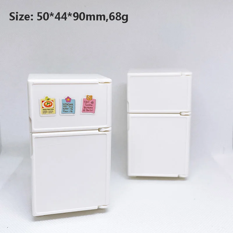 1: 12 Doll House Cartoon Mini Refrigerator+Food Miniature Food Play Kitchen Scene Pocket Furniture Model Playhouse Toys