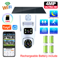 4MP Tuya WiFi Camera Solar Outdoor Waterproof HD Dual Lens Wireless PTZ PIR CCTV Auto Tracking Smart Life APP Control