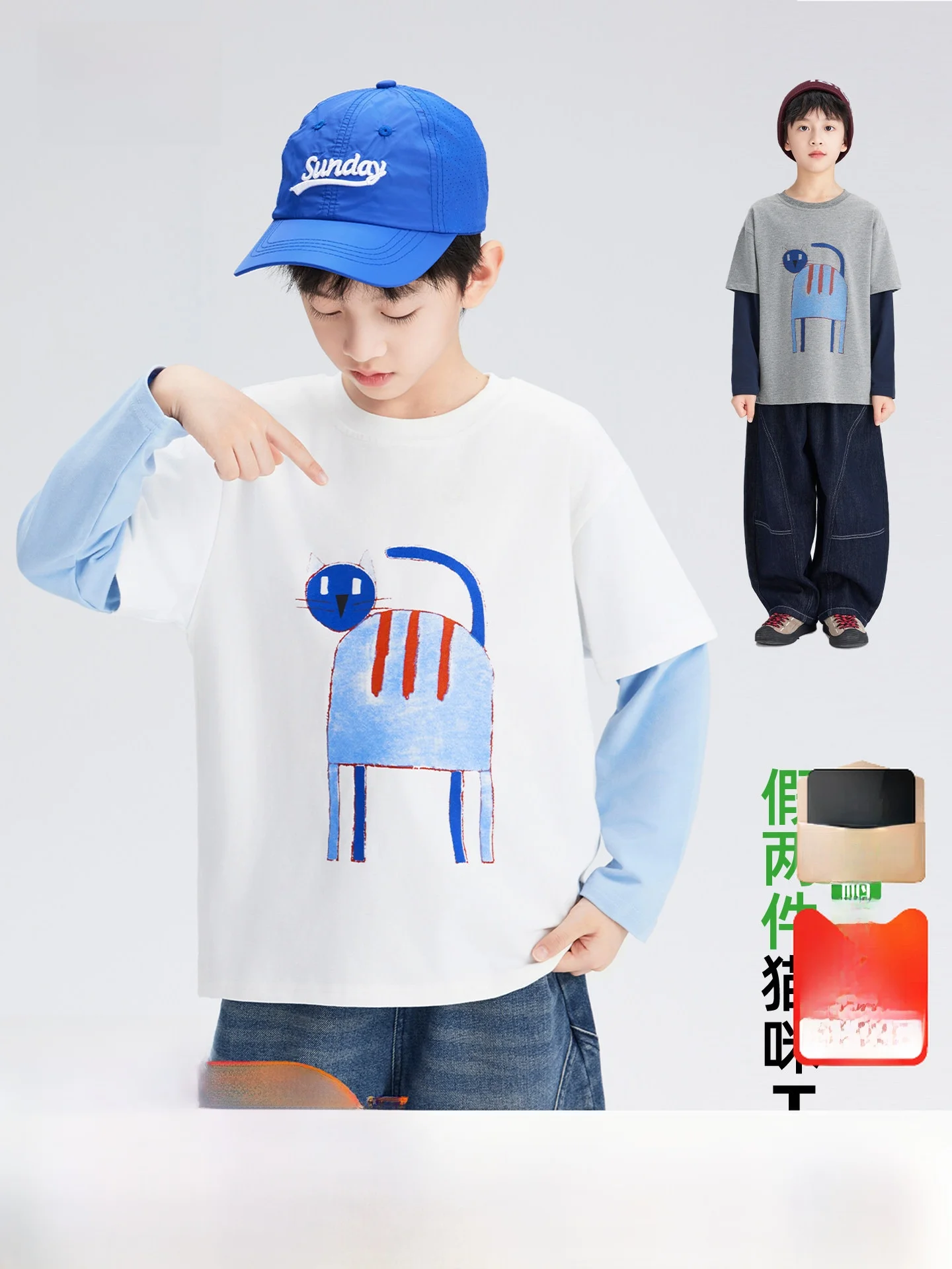 Skin-friendly  Print Children's T-shirt Boys' Loose Fit Long Sleeve round Neck Cotton Blend Top for Daily Wear Autumn New ...