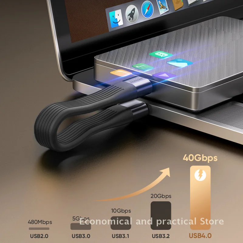 PD 240 واط USB4.0 40Gbps نوع C كابل المفاتيح سلسلة المفاتيح المحمولة نقل البيانات سريع سلسلة المفاتيح القصيرة لأجهزة الكمبيوتر المحمول الهاتف اللوحي