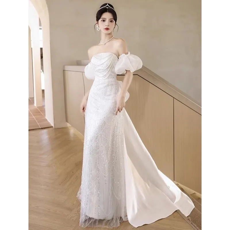 VerngoSatin Милое свадебное платье русалки в стиле бохо с скользящим шлейфом Классические свадебные платья Простые вечерние платья невесты по индивидуальному заказу