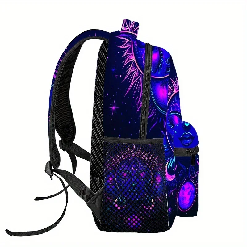 Custom Bag Black Light Sun & Moon Travel Backpack, Computer Bag Fitness Shoulder Pack Suitable For Traveling, Gym, Shopping, Yog