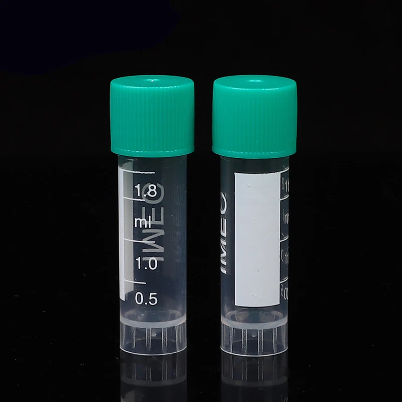 10pcs 1.8ML Laboratory Tubes with Green Nuts Multifunctional Plastic Transparent Tubes Sample Storage Containers Centrifuge Tube