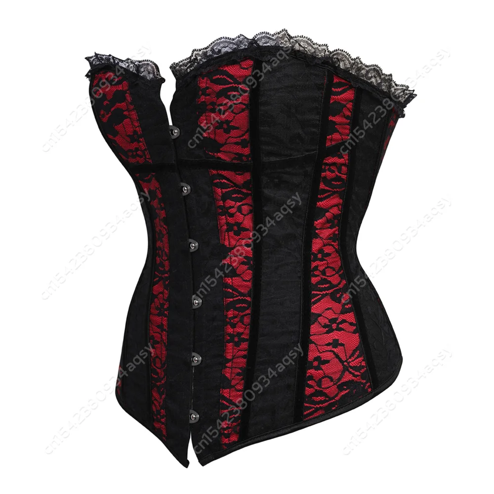 Corset Tops for Women Floral Corset with Boning Red Lace Corset Plus Size