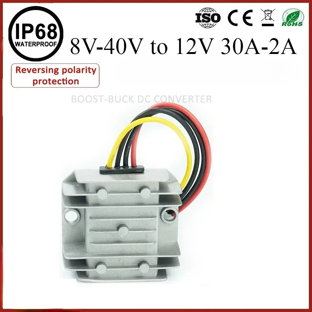 8V-40V to 12V 30A-2A Step Down/Up DC-DC Converter Car 12 Volt Stabilizer Buck Boost Module Voltage Regulator Power Converter