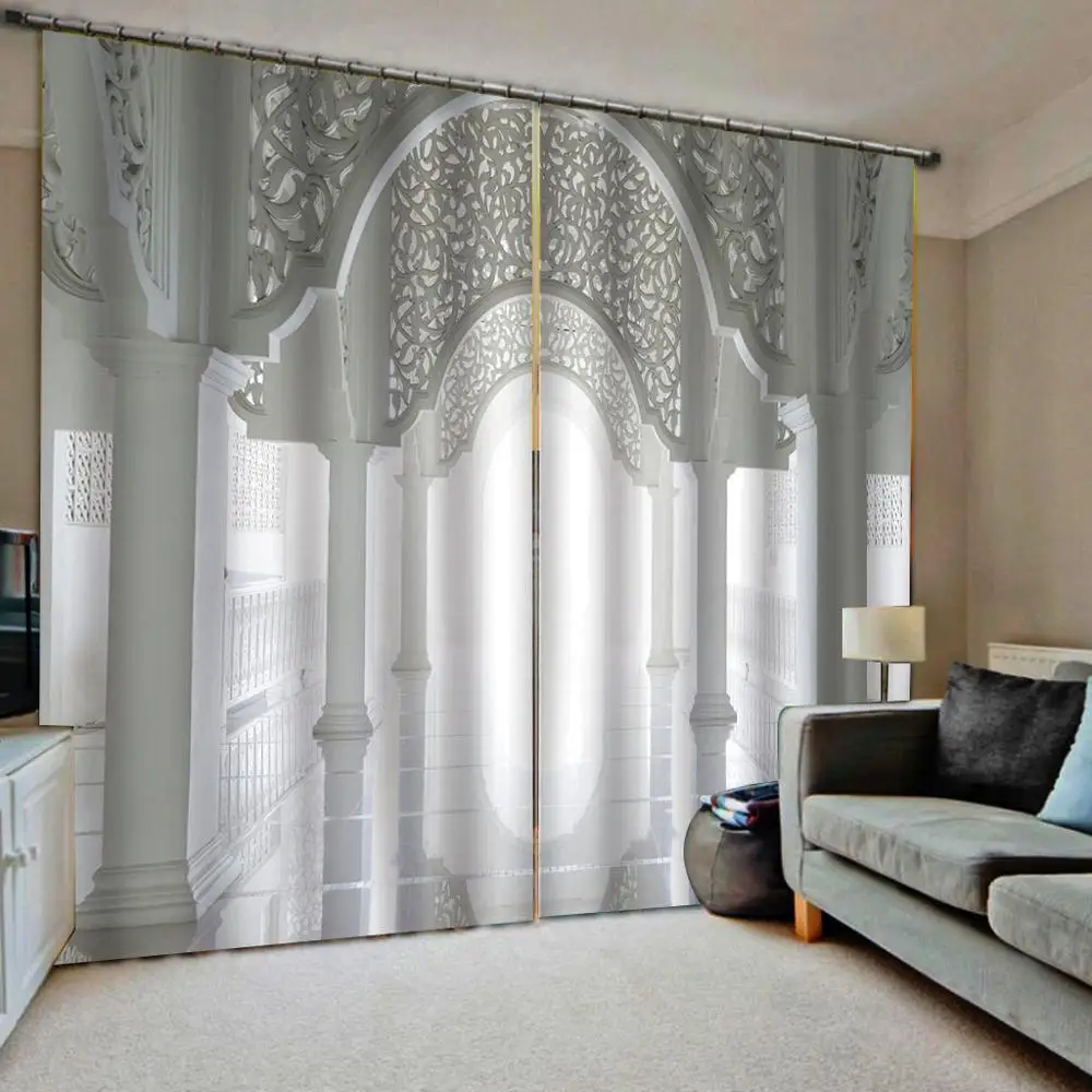 Extended space 3D Window Curtains Living Room wedding bedroom Cortinas Drapes white roman curtains