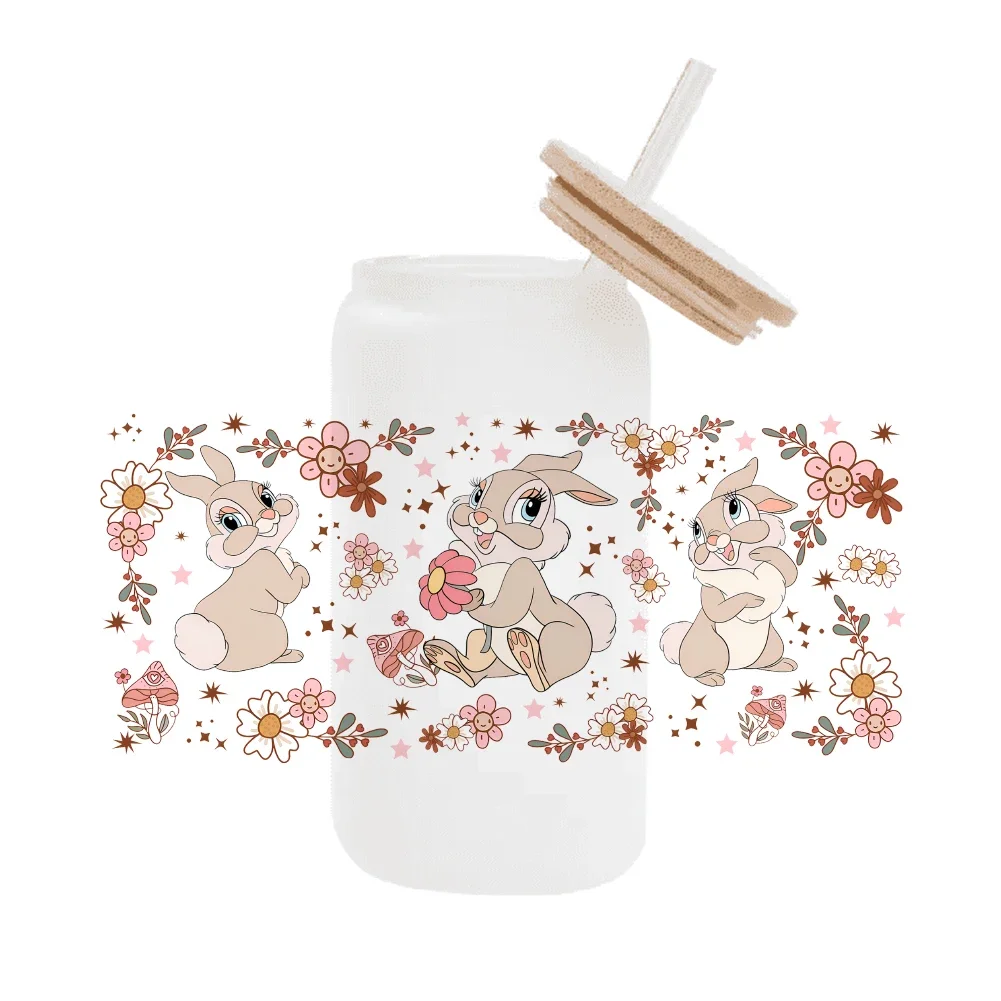 Disney Bambi cartoon 16OZ UV DTF Cup Wraps Transfer Sticker For Glass Libbey Can Bottle Selfadhesive Washable DIY Custom