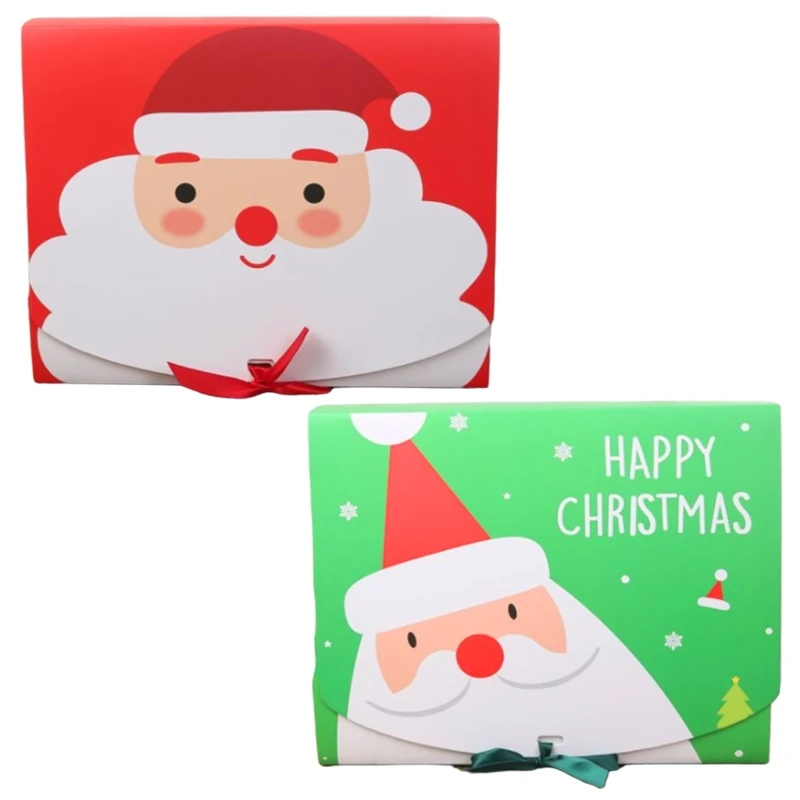 

20pcs Christmas Candy Cookie Treat Box with Bow Cartoon Santa Gift Paper for Cas