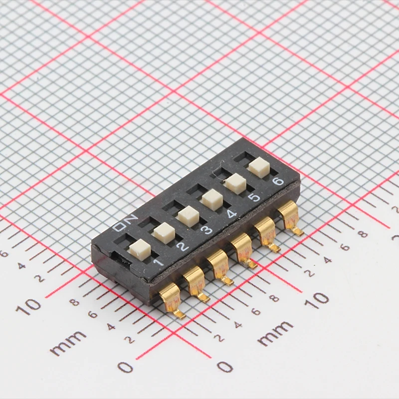 

EM-06KP Dip switch SPACING 2.54mm FLAT DIP, RAISED 6 POSITION Dip switch SMD