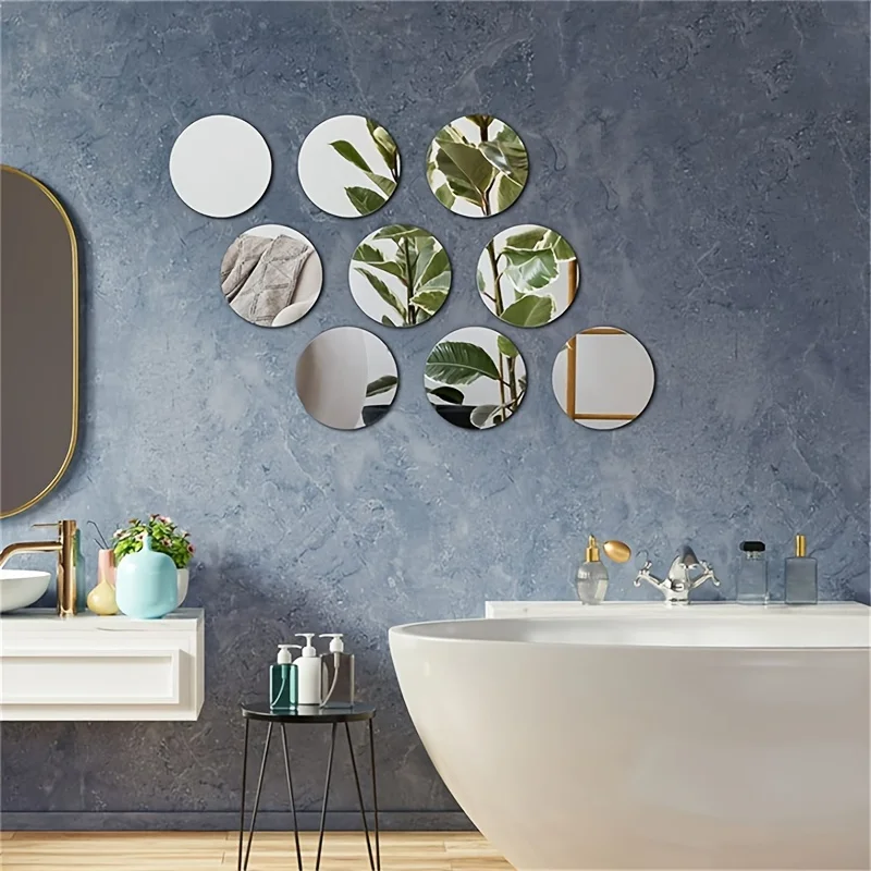 20CM Beautiful Acrylic Decoration Decals Tray Mirror Stickers Home Hotels Bars Restaurants Party Tables 1MM 6PCS Thick Silvery