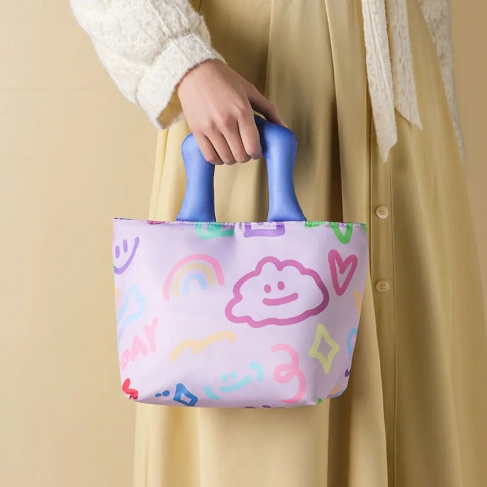 Waterproof Cartoon Lunch Bag Thickened Cute Insulation Tote Bag with Handle Large Capacity Fruit Fresh-keeping Pouch Women