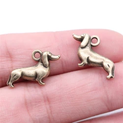 WYSIWYG 10pcs Charms 22x12mm Dachshund Dog Pendants For DIY Jewelry Making Jewelry Findings Antique Bronze Color Alloy Charms