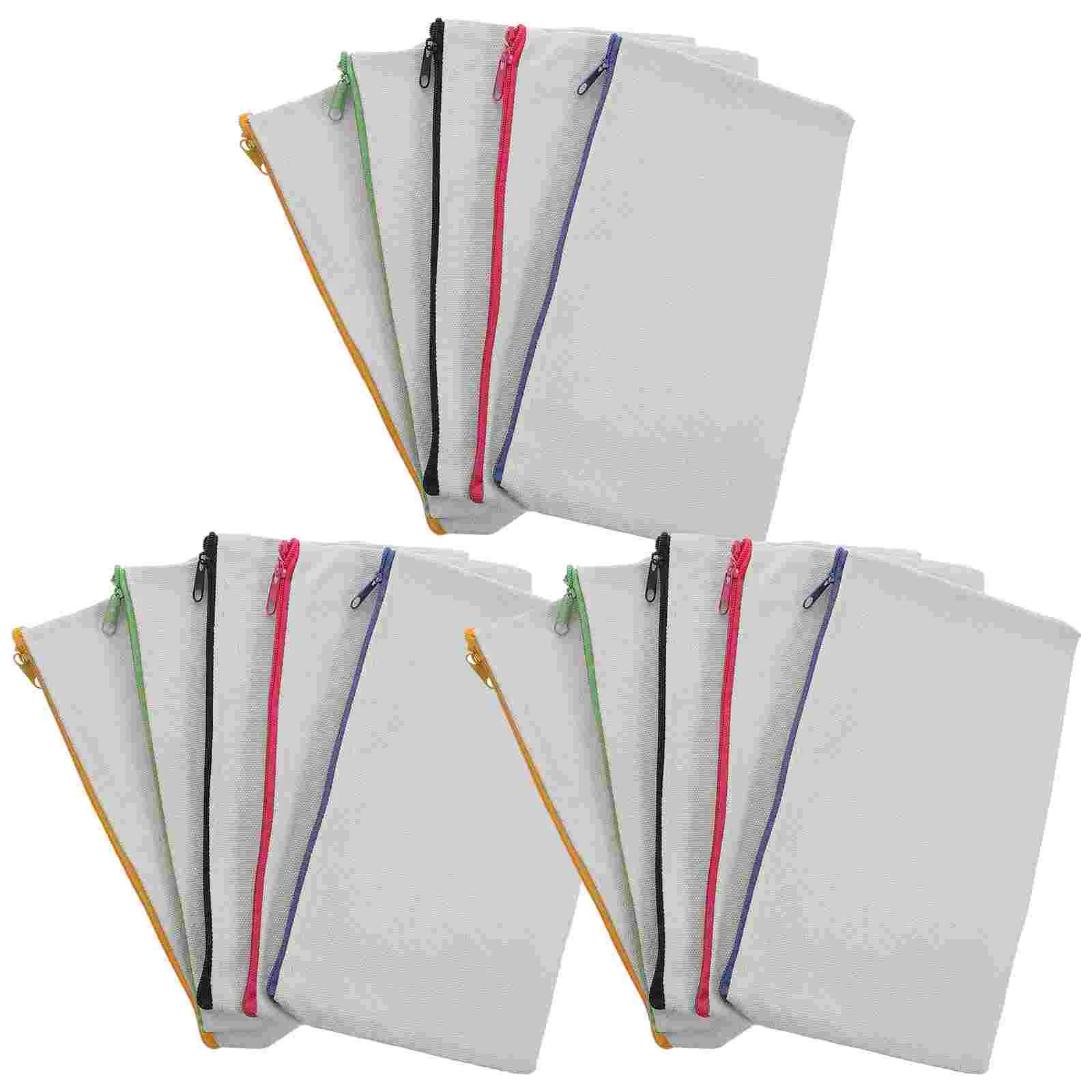 15 Pcs Sublimation Pencil Case Canvas Zipper Pouches DIY Toiletry Transfer Bag Makeup Travel Cosmetics Blank Bags Container