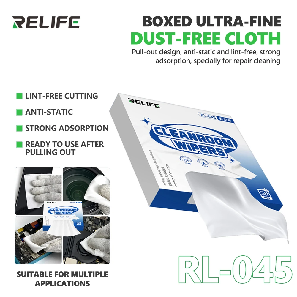 RELIFE RL-045 Lint-Free Wipes, Anti-Static For Cell Phone Repair Electronic Component Cleaning Screens Lenses Dust Removal Tools