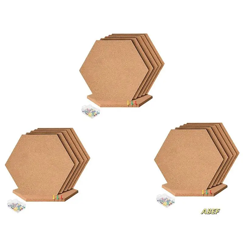 18 قطعة لوحة الفلين السداسية البلاط ذاتية اللصق سميكة Corkboards للجدار لوحات مذكرة لوحة إبرية لوحة الإعلانات الزخرفية
