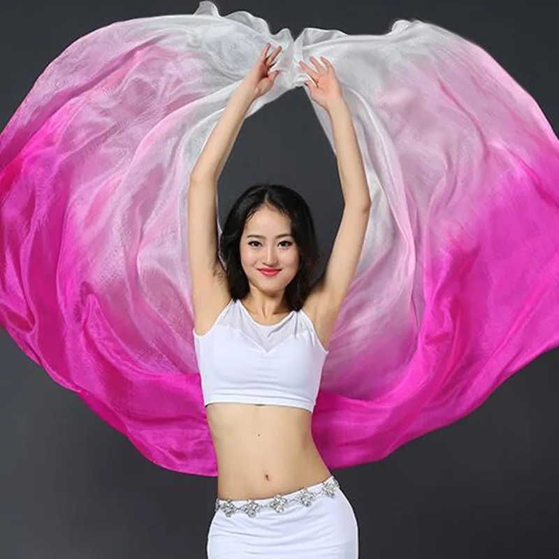 Solid Belly Dance Silk Veil 2.5m X1.14m Dancer Stage Performance Show Props Hand Throw Scarf Shawl Light 5mm Praise Church Adult