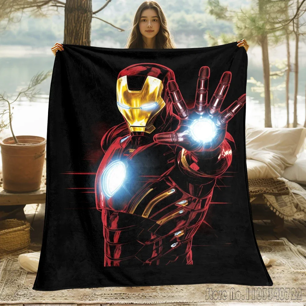 Anime Avengers Marvell Iron Man Art Blanket.Seasonal Blankets Used for Sofas Beds Living Rooms Travel Picnics Blankets Gifts