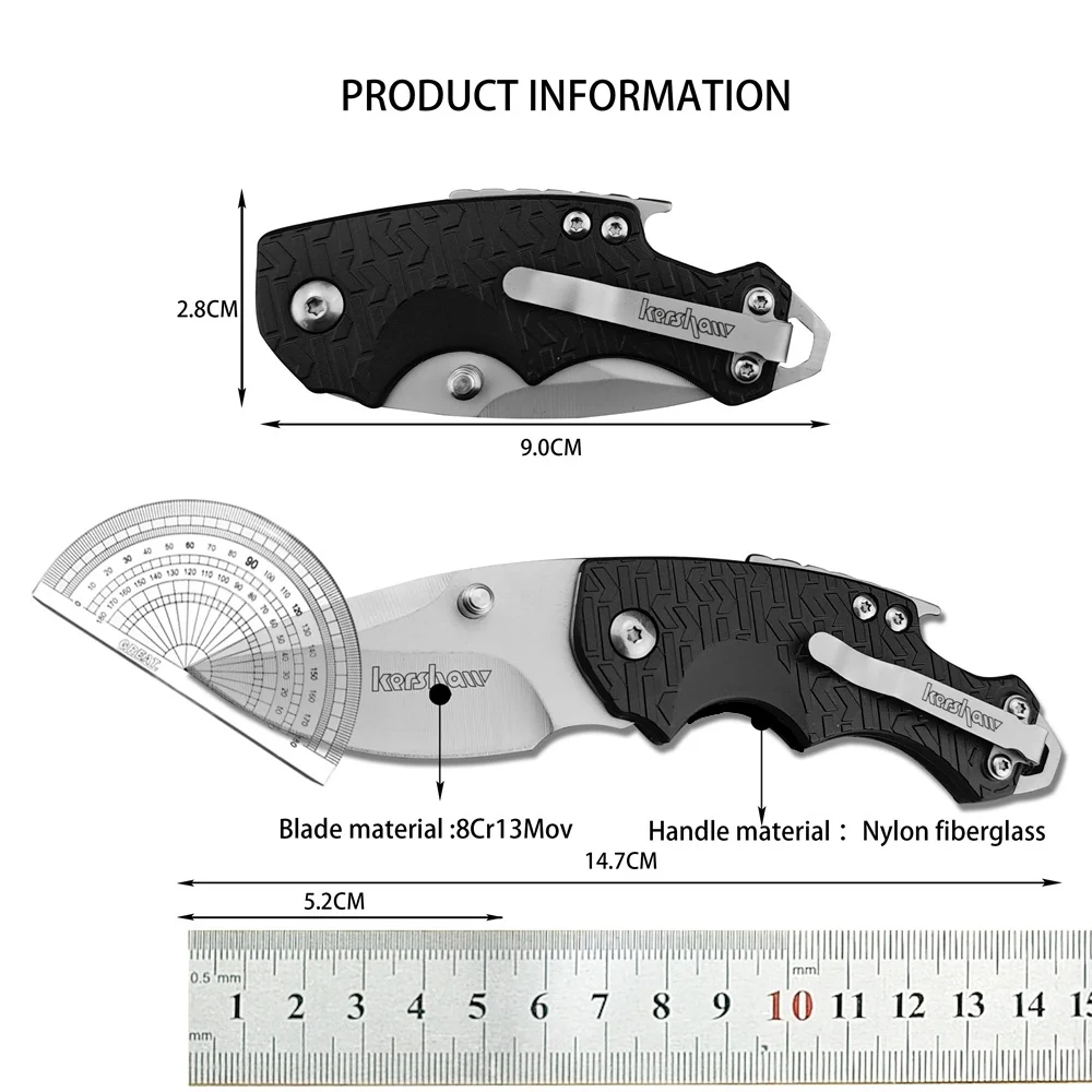 Mini KS 3800WM Shuffle Folding Knife 8Cr13Mov Blade Nylon Glass Fiber Handles Outodoor Portable Tactical Military EDC Tool