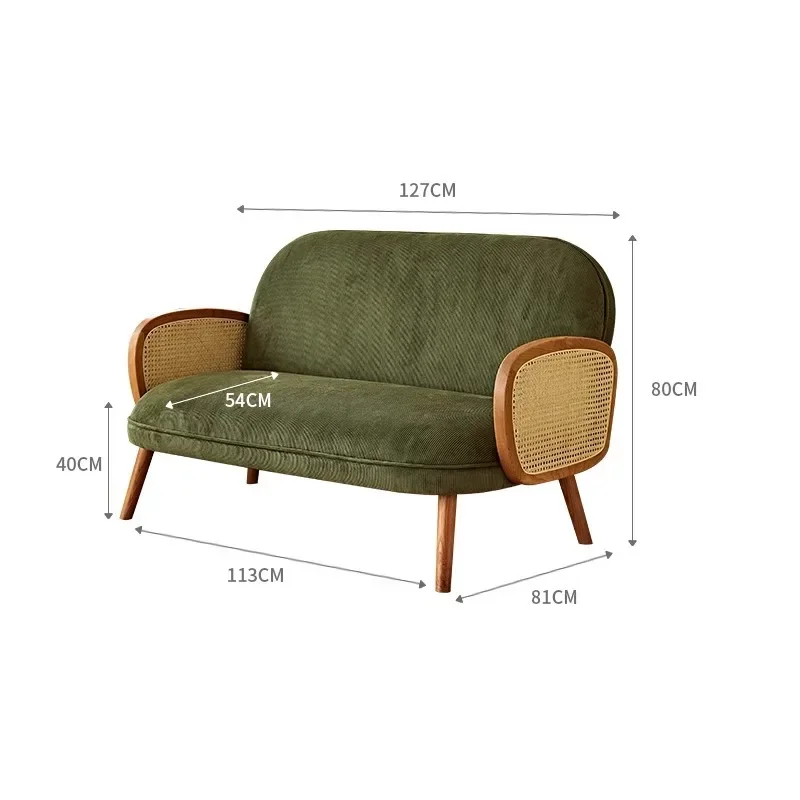 كرسي أريكة الروطان فردي مزدوج كاجوال من الخشب الصلب أثاث غرفة المعيشة القديمة في العصور الوسطى